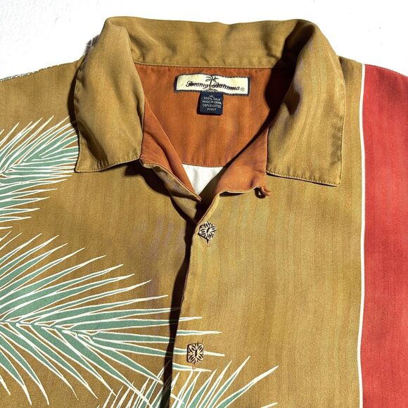 Tommy Bahama 100% Silk Hawaiian Camp Button Shirt Mens Size XL Large Palm Tree - Picture 3 of 11